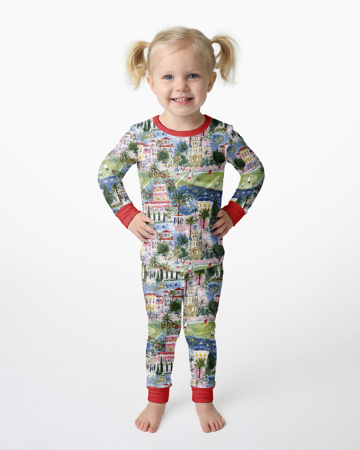 Zweiteiliges Langarm-Pyjama-Set mit Sommerfrüchten