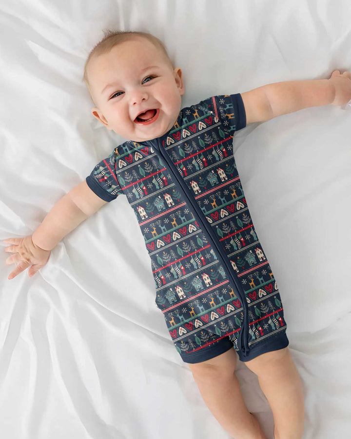 Vintage Nordic Christmas Bamboo Shorty Zippy