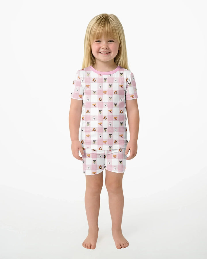 Plaid Pals Family Matching Bamboo Two Piece Short Sleeve Shorts Pajama Set