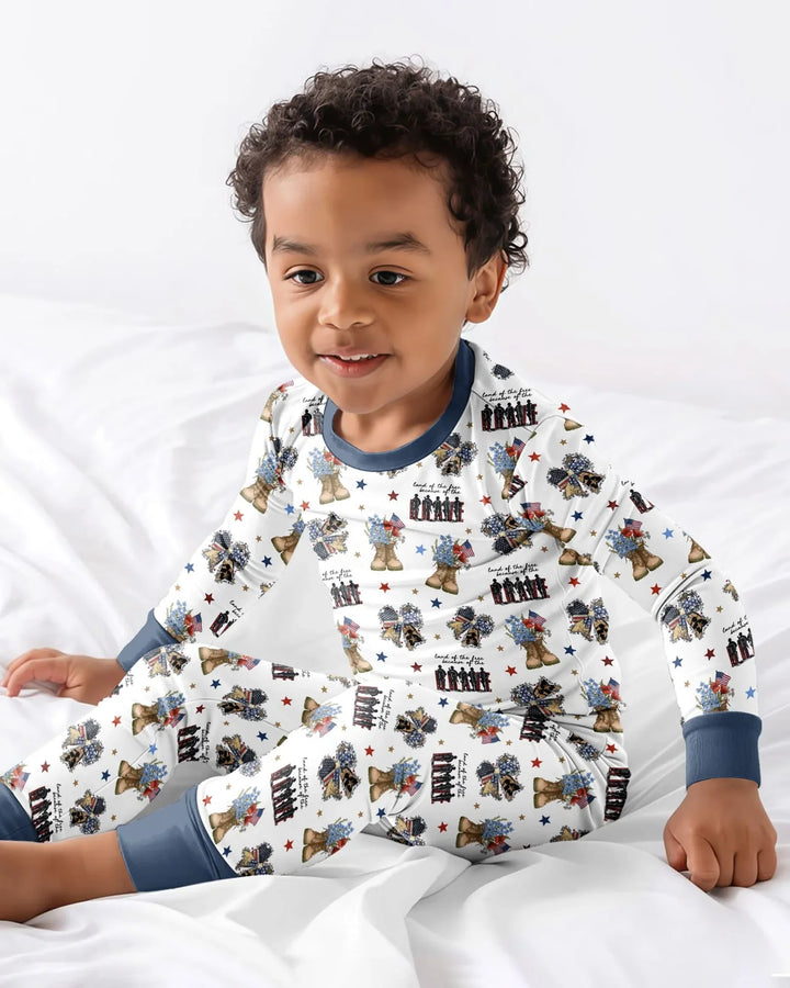 Honor the Brave Family Matching Bamboo Two Piece Long Sleeve Pajama Set