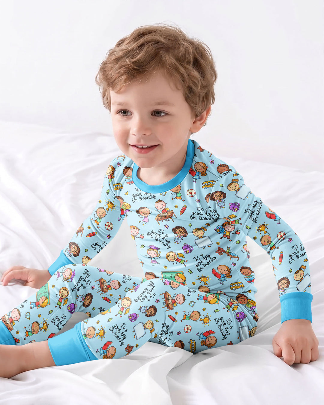 Little Learners Adventure Bamboo Two Piece Long Sleeve Pajama Set