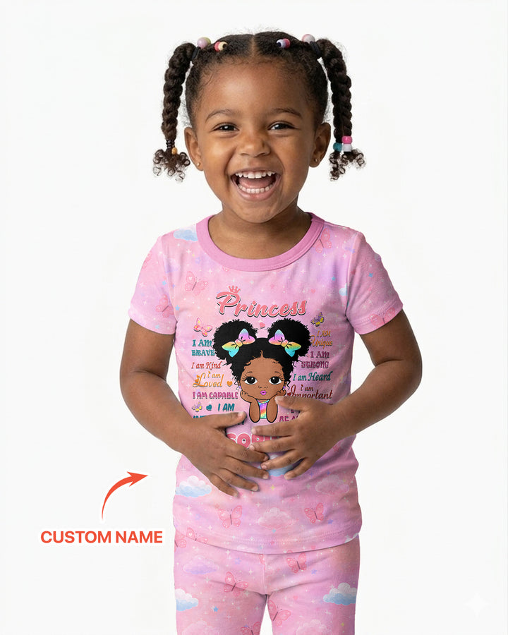 Black Princess I Am Beautiful Bamboo Two Piece Short Sleeve Pajama Set