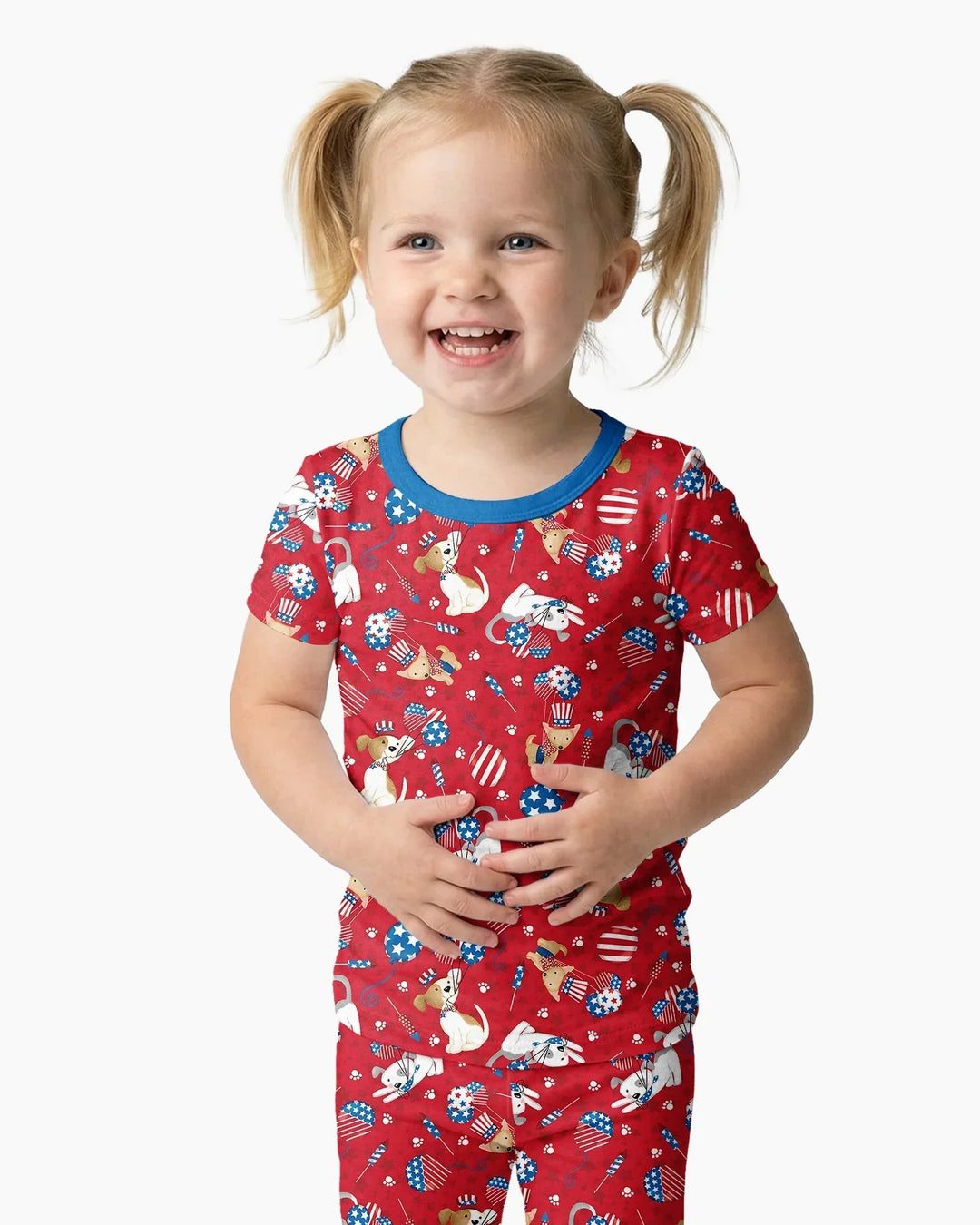 Red, White & Woof Family Matching Bamboo Two Piece Short Sleeve Pajama Set