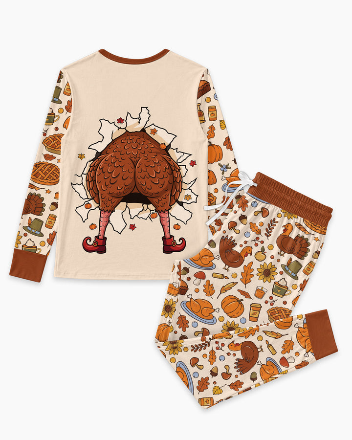 Funny Turkey on Thanksgiving Bamboo Women Pajama Set