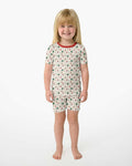 Snowy Santa Bamboo Two Piece Short Sleeve Shorts Pajama Set