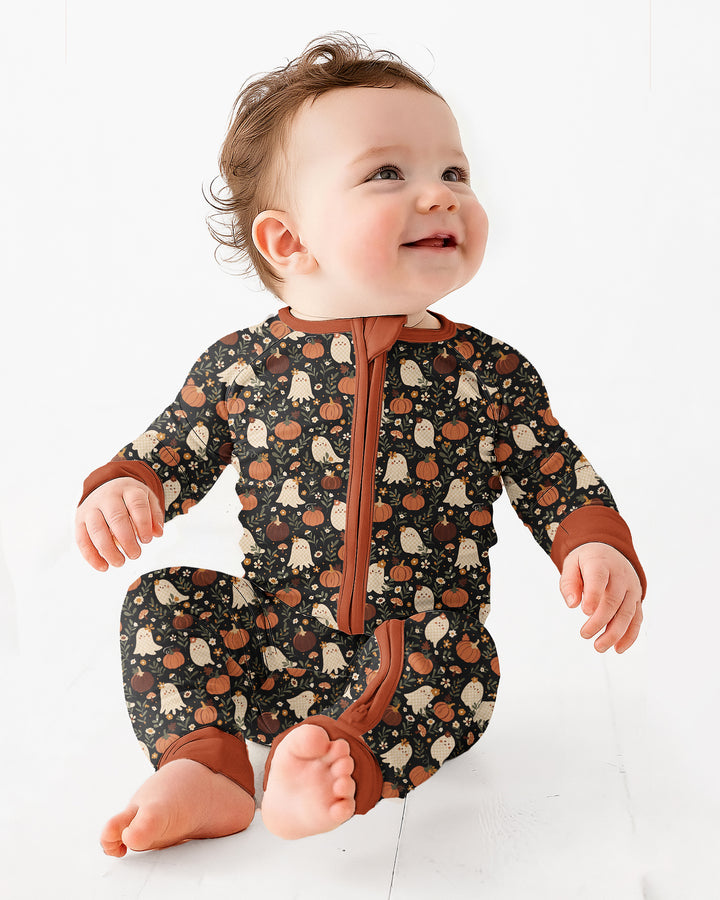 Ghost Pumpkin Harvest Floral Halloween Bamboo Convertible Zippy
