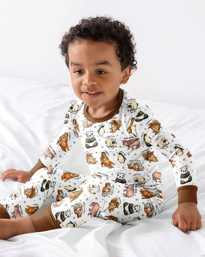 Cute Viral Animals Bamboo Two Piece Long Sleeve Pajama Set