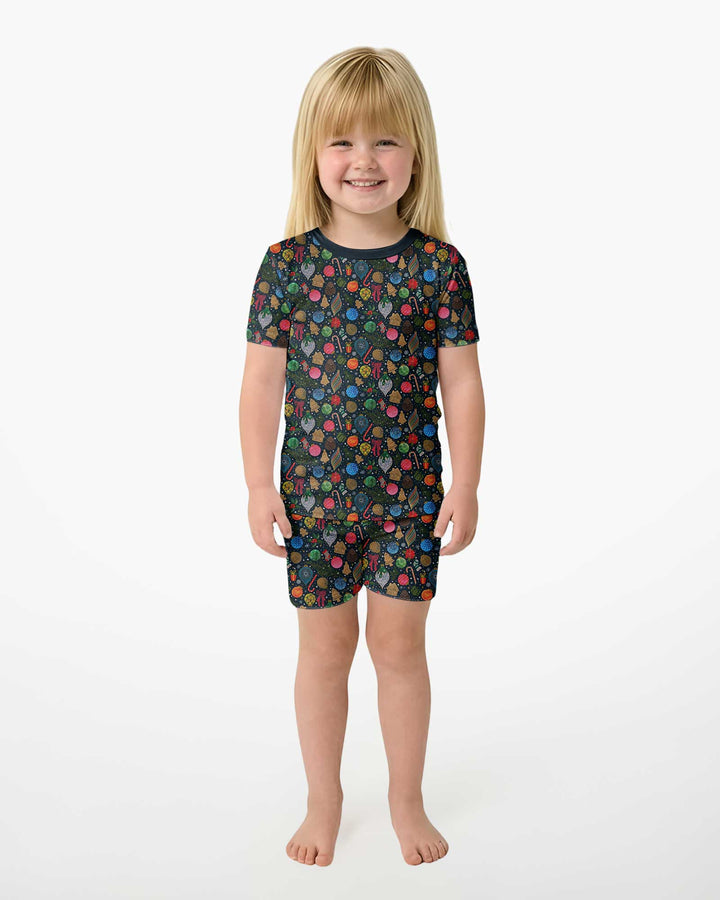 Holiday Ditsy Bamboo Two Piece Short Sleeve Shorts Pajama Set