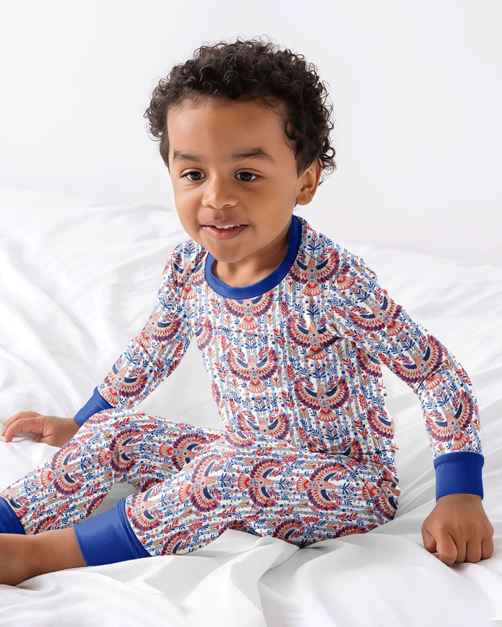 Patriotic Eagle Bamboo Two Piece Long Sleeve Pajama Set