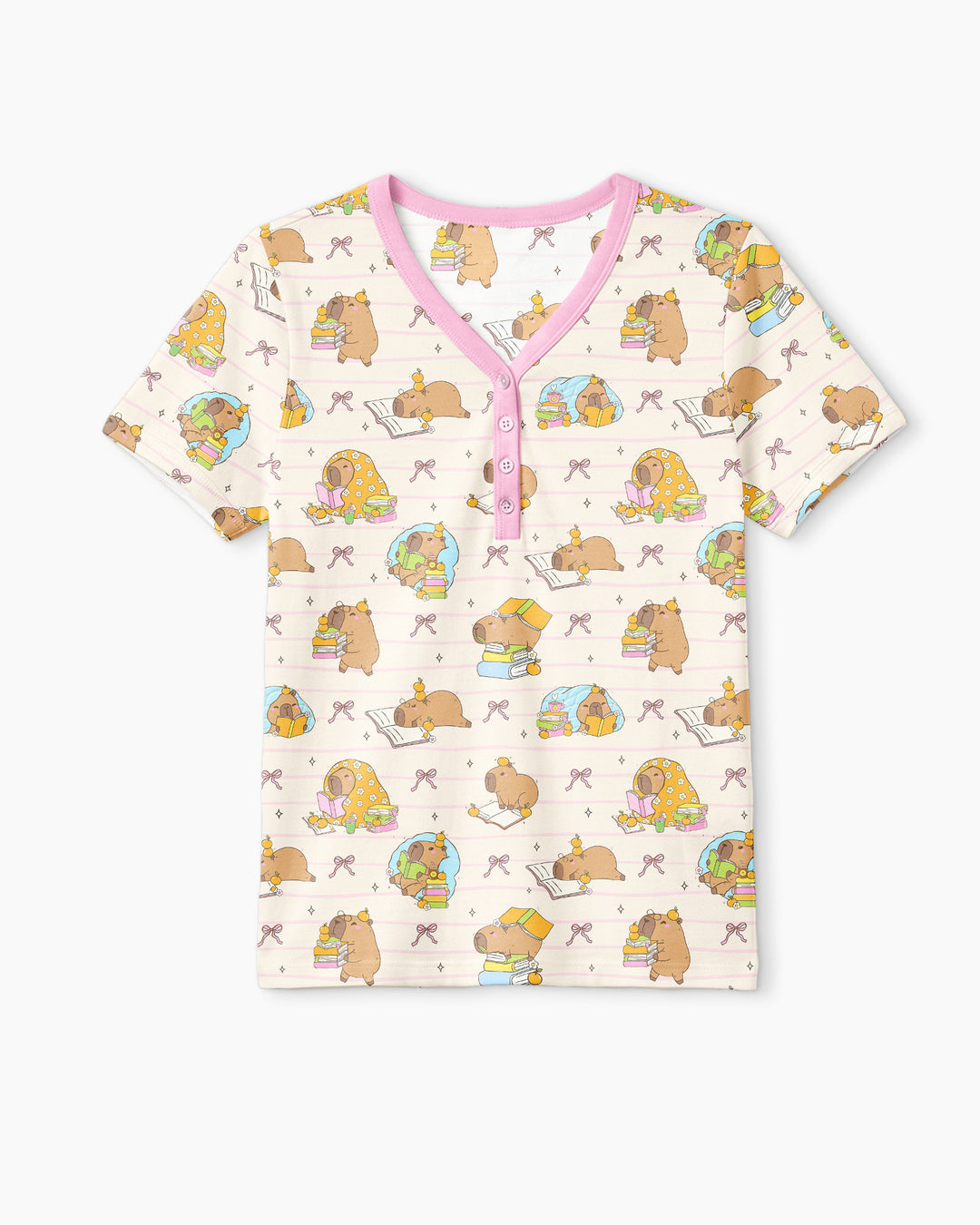 Sweet Study Capy Bamboo Women Short Sleeve Short Pajama Set