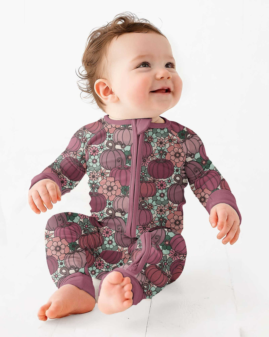 Retro Floral Pumpkin Patch Bamboo Convertible Zippy