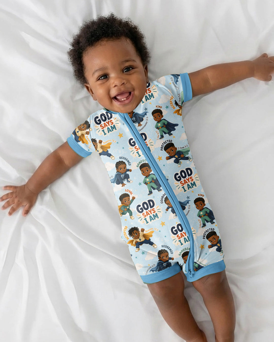 God Says I Am Black Superheroes Bamboo Shorty Zippy