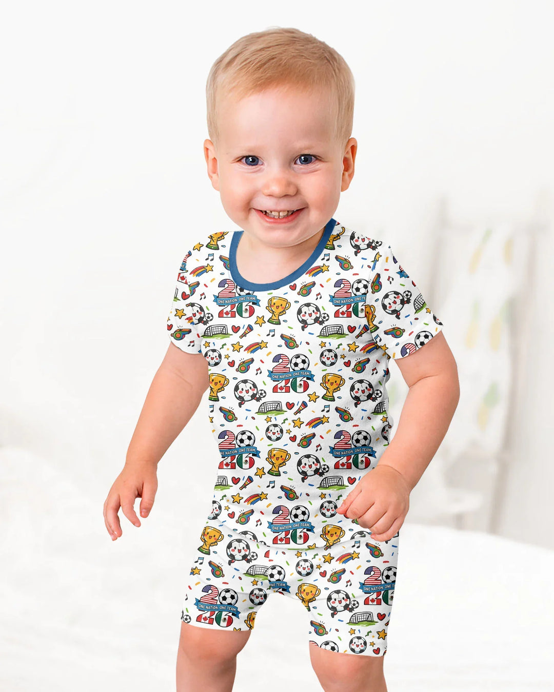 Soccer Fever 2026 Family Matching Bamboo Two Piece Short Sleeve Shorts Pajama Set