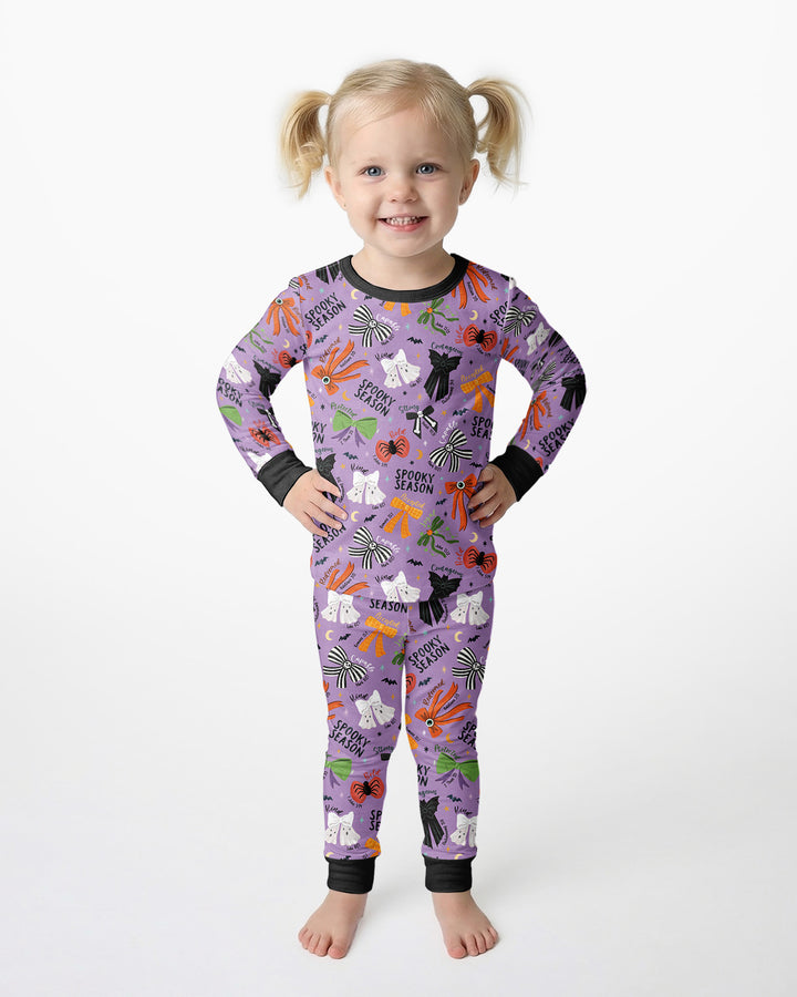 Spooky Bows Spooky Season Bamboo Two Piece Long Sleeve Pajama Set