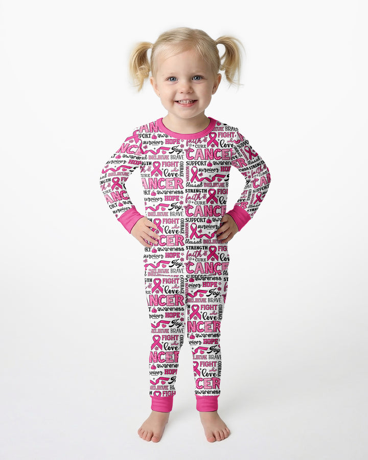 Strength in Pink Bamboo Two Piece Long Sleeve Pajama Set
