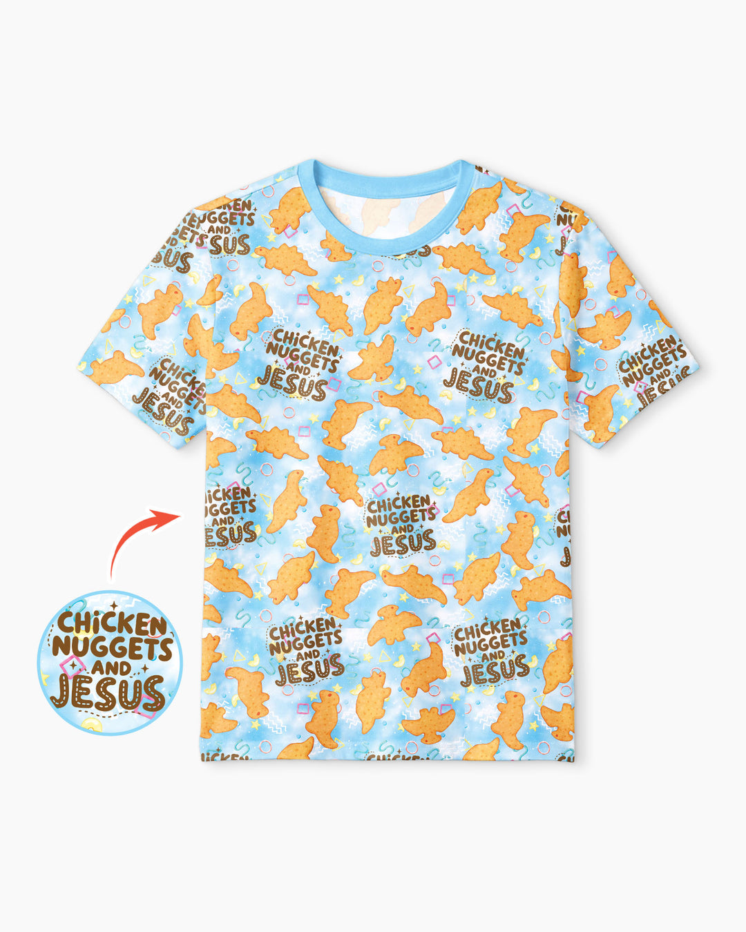 Chicken Nuggets and Jesus Family Matching Bamboo Men Short Sleeve Short Pajama Set