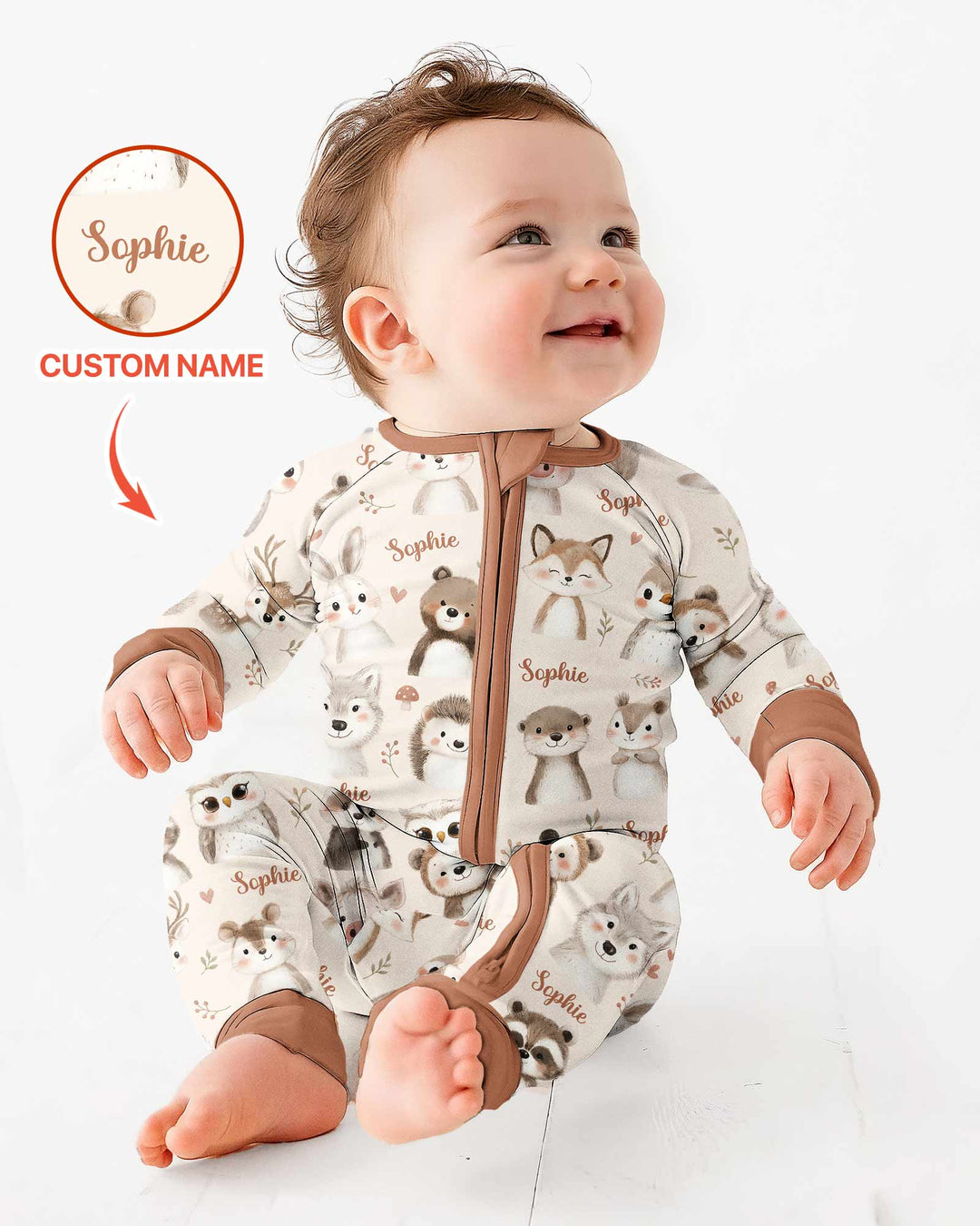 Custom Name Watercolor Woodland Bamboo Convertible Zippy