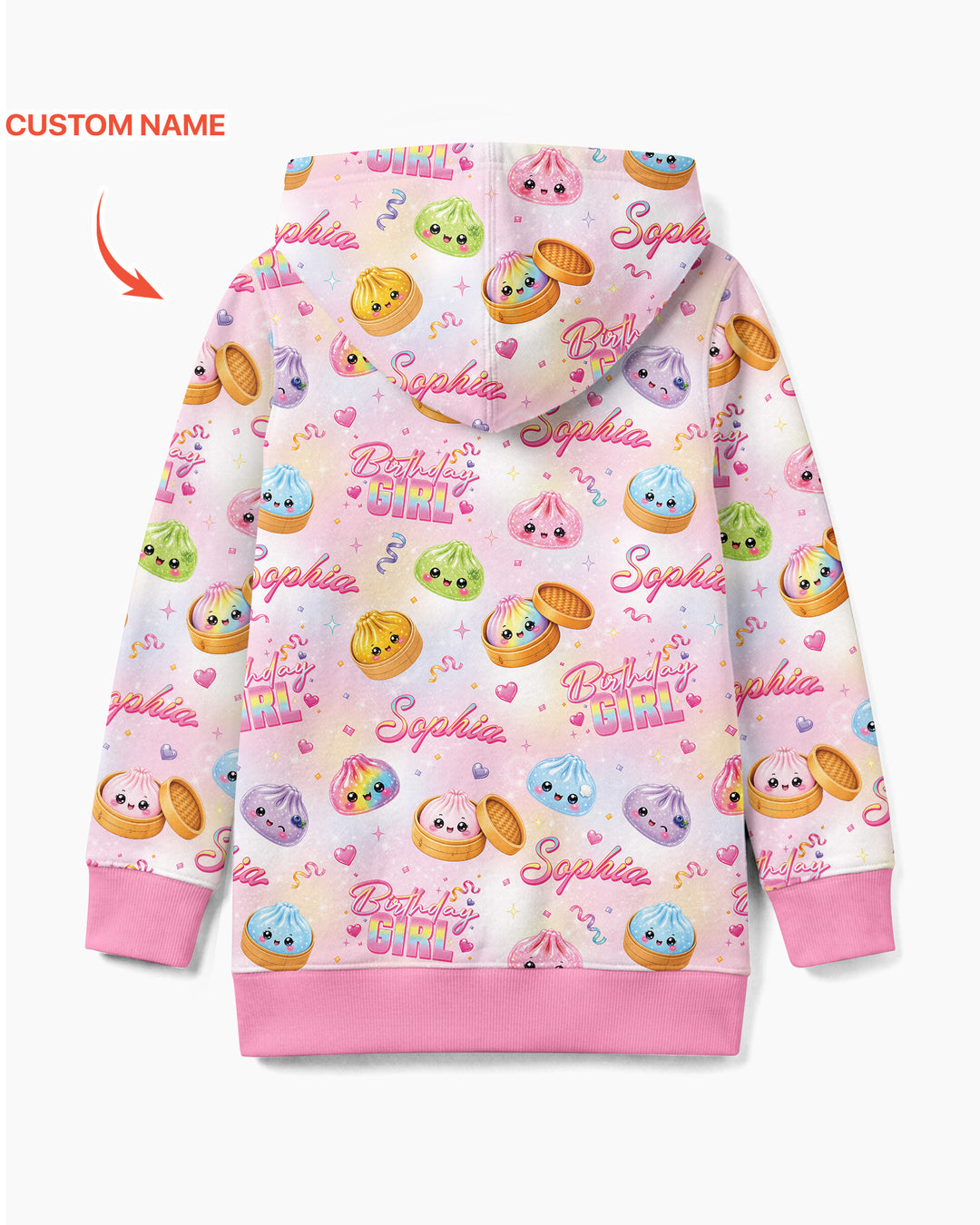 Birthday Girl Glitter Dumpling Bamboo Zip Hoodie