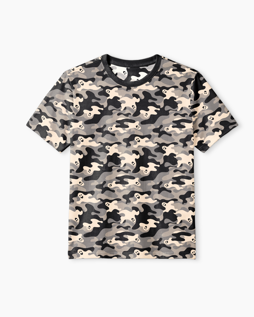 Camo Halloween Ghost Bamboo Men Short Sleeve Short Pajama Set