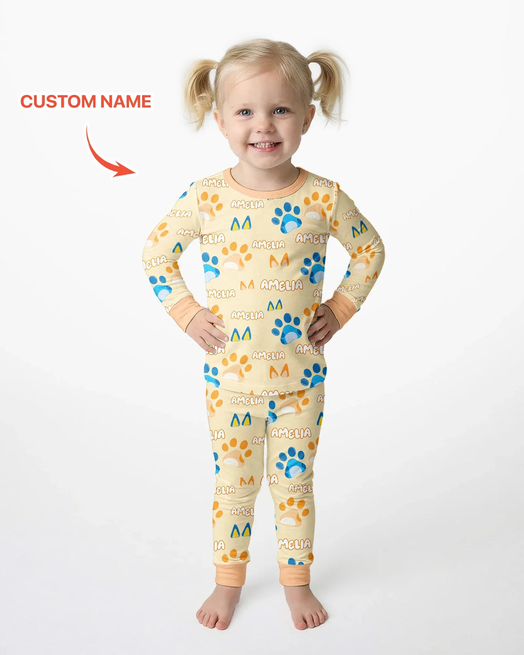 Conjunto de pijama de dos piezas de bambú con mangas largas, plantilla PERSONALIZADA