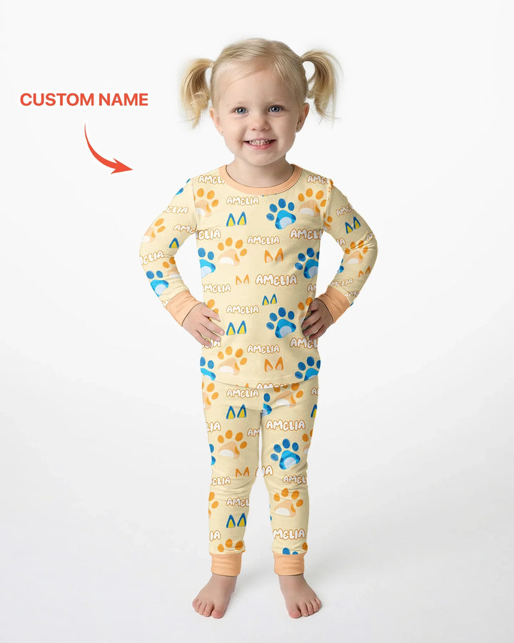 Conjunto de pijama de dos piezas de bambú con mangas largas, plantilla PERSONALIZADA