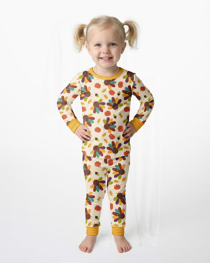 Thankful Turkey Days Bamboo Two Piece Long Sleeve Pajama Set
