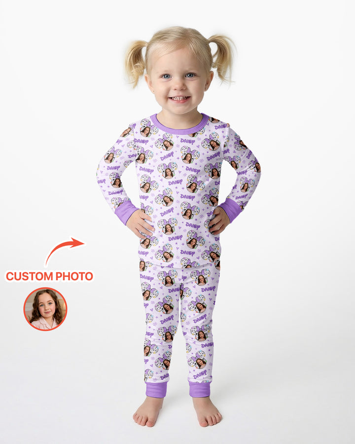Custom Photo Little Princess Bamboo Two Piece Long Sleeve Pajama Set