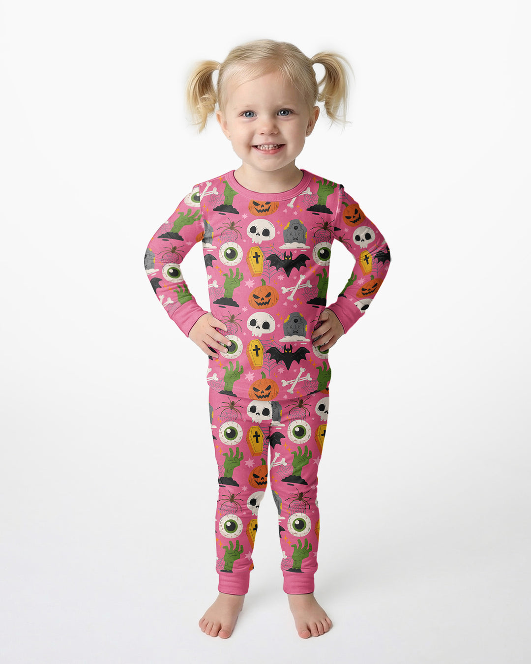 Little Monsters Bamboo Two Piece Long Sleeve Pajama Set For Halloween