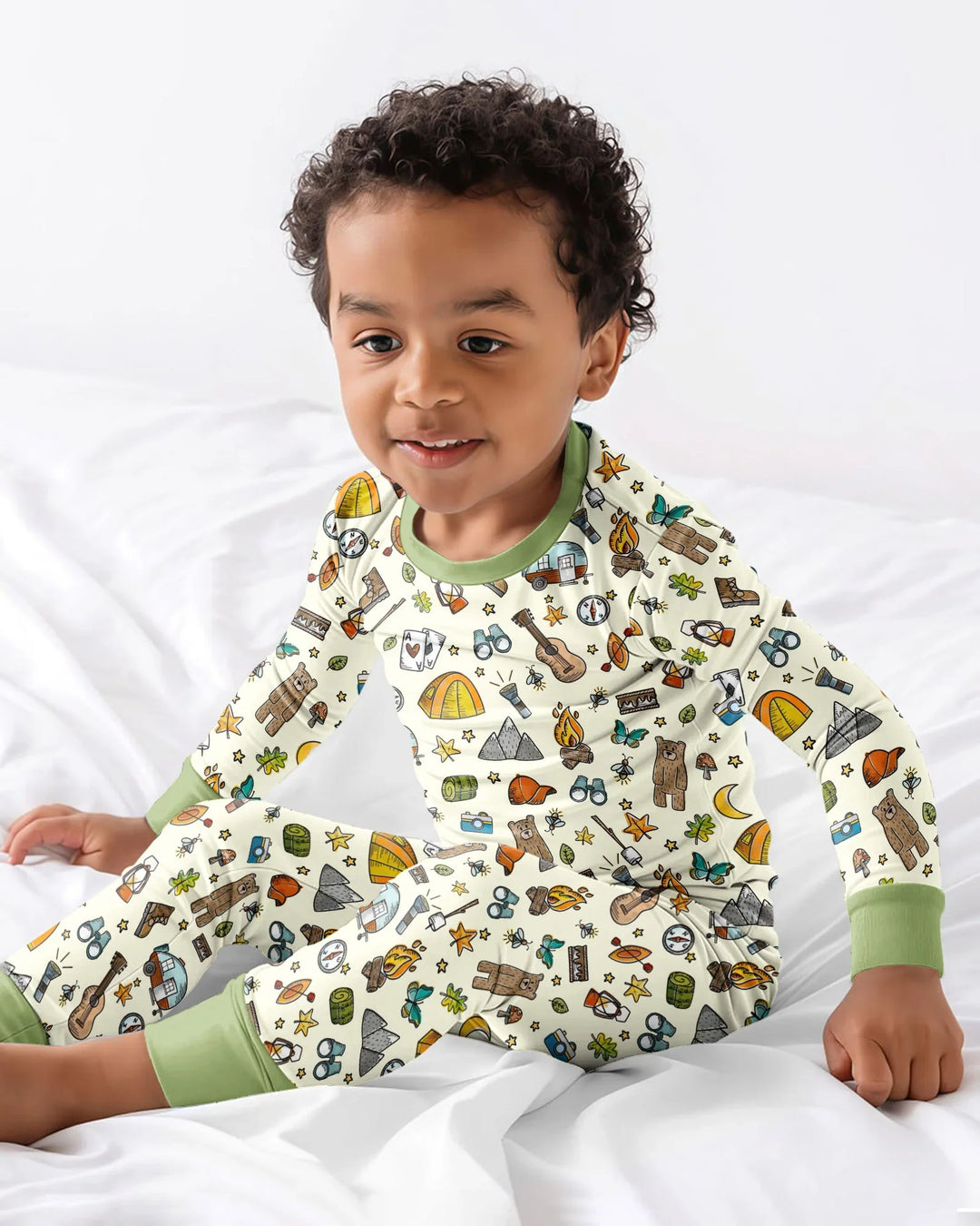 Love Camping Matching Family Bamboo Two Piece Long Sleeve Pajama Set