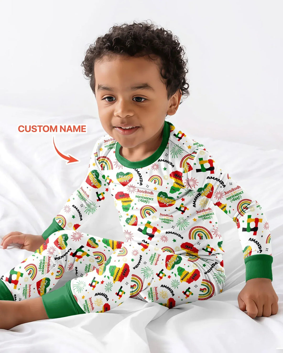 Custom Name Juneteenth Is My Independence Day Bamboo Two Piece Long Sleeve Pajama Set