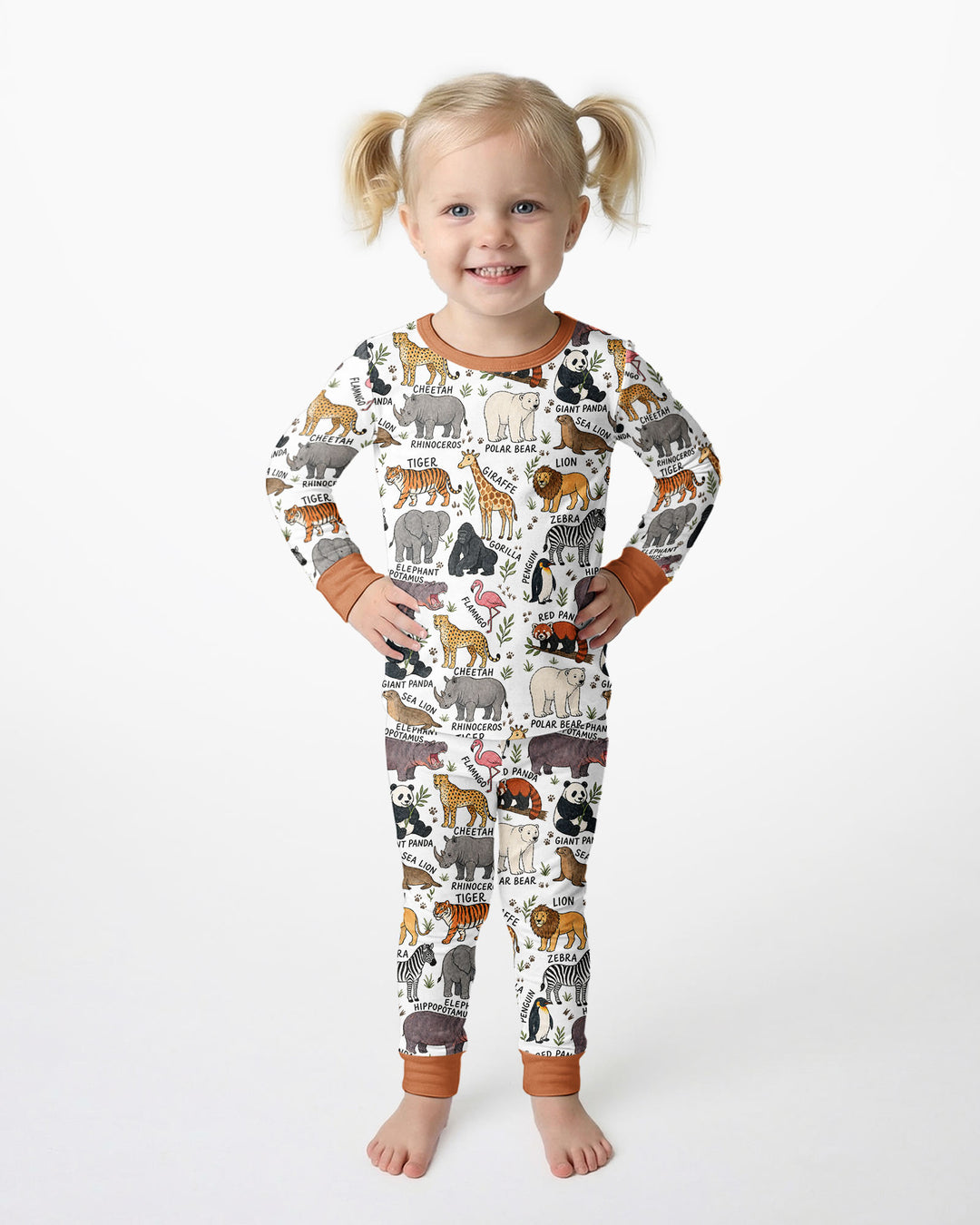 Zoo Animal Bamboo Two Piece Long Sleeve Pajama Set