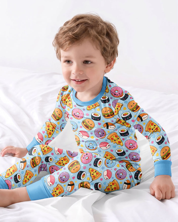 Conjunto de pijama de dos piezas de bambú con mangas largas, plantilla PERSONALIZADA