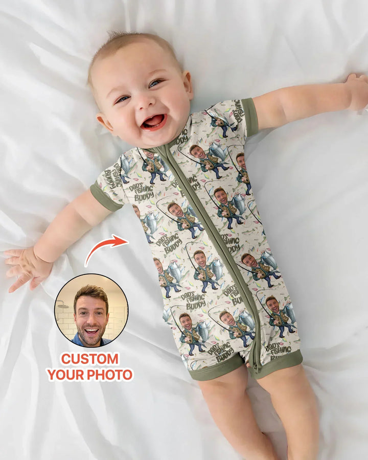 Custom Photo Dad Fishing's Buddy Daddy & Me Matching Bamboo Shorty Zippy