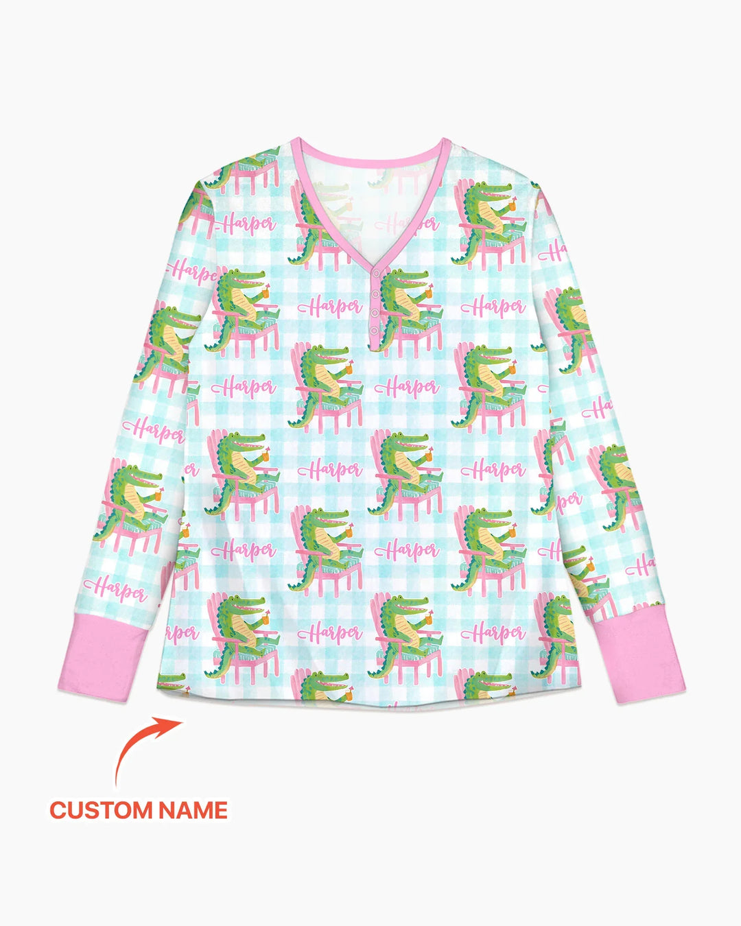 Custom Name Preppy Later Gator Bamboo Women Pajama Set