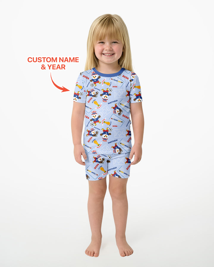 Pijama de bambú de dos piezas de manga corta con pantalón corto, plantilla personalizada