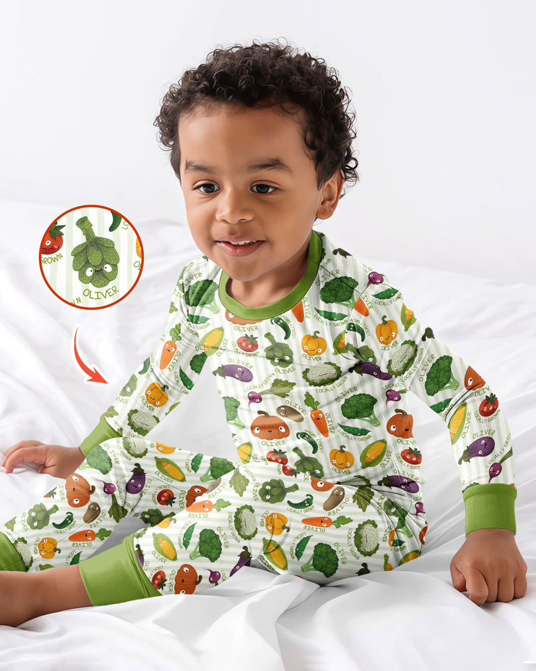 Locally Grown Baby Custom Name Bamboo Two Piece Long Sleeve Pajama Set