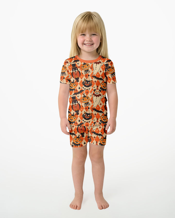 Vintage Halloween Carnival Bamboo Two Piece Short Sleeve Shorts Pajama Set