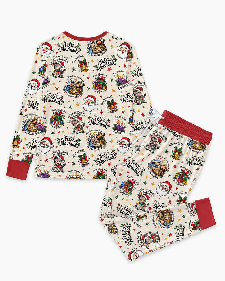 Whimsical Feliz Navidad Christmas Bamboo Women Pajama Set