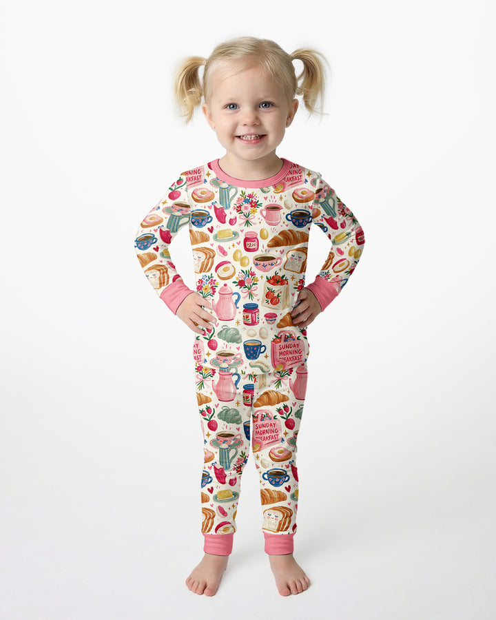 Sunday Morning Breakfast Bamboo Two Piece Long Sleeve Pajama Set