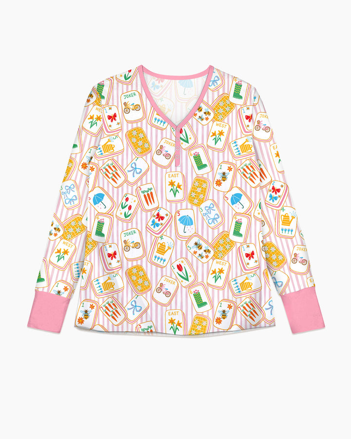 Mahjong Club Mommy & Me Matching Bamboo Women Pajama Set