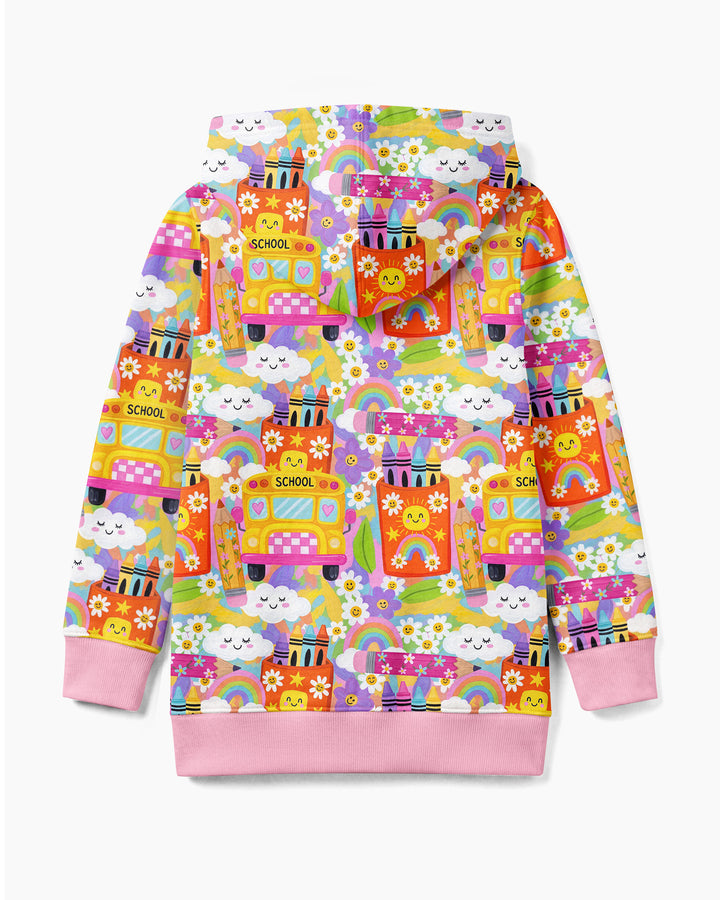 Retro Happy Classroom Bamboo Zip Hoodie