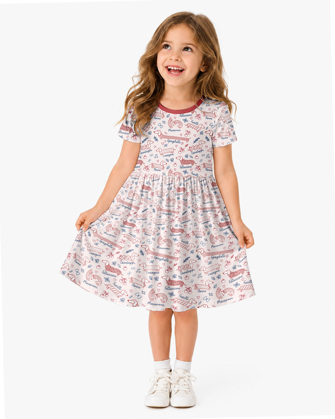 Funny Dachshund Pasta Pups Bamboo Twirl Dress