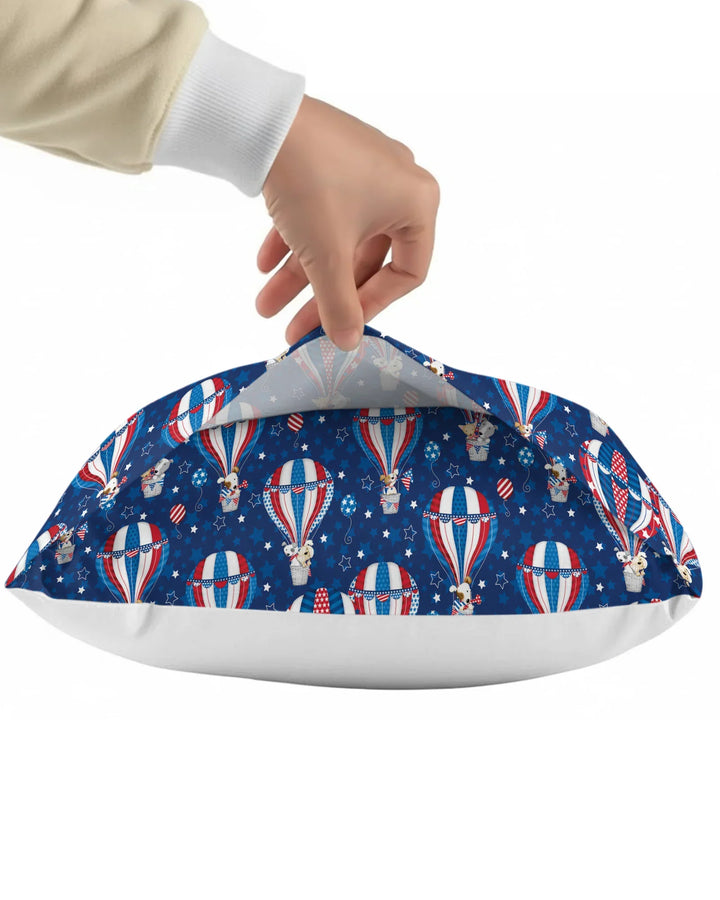 Patriotic Pups in Hot Air Balloons Family Matching Bamboo Pillow Case