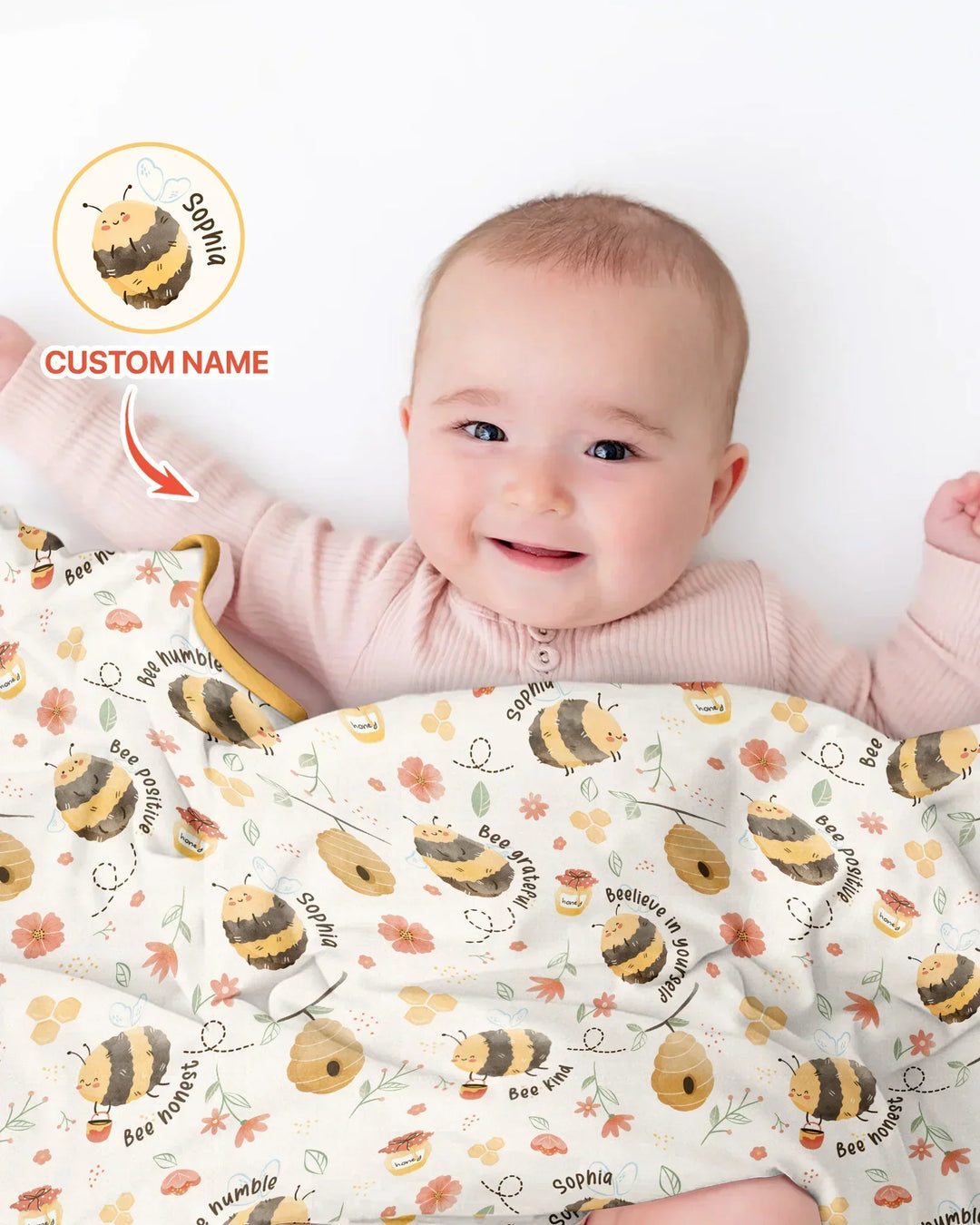 Bee Kind Custom Name Bamboo Blanket