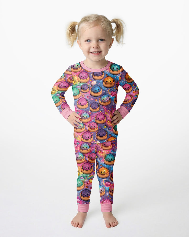 Kawaii Glitter Dumpling Bamboo Two Piece Long Sleeve Pajama Set