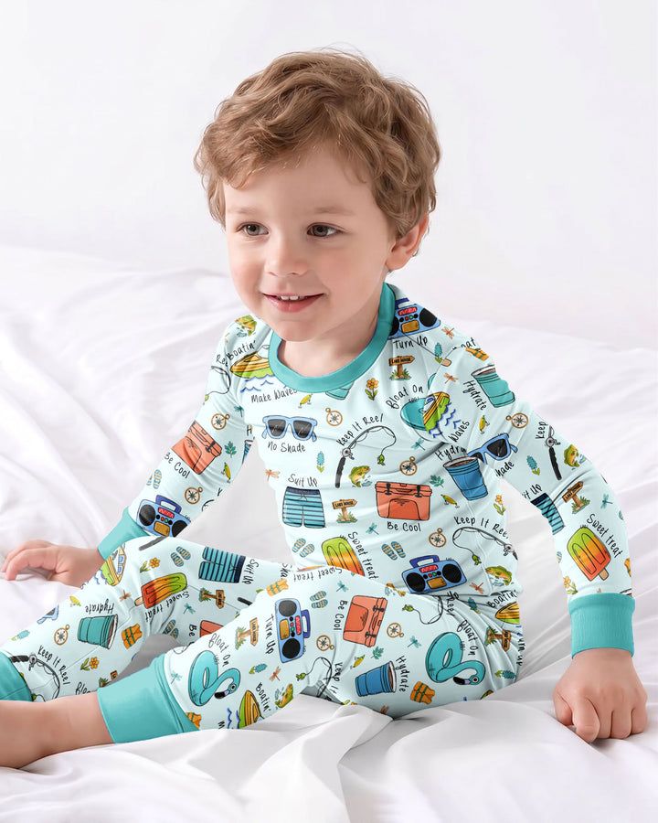 Zweiteiliges Langarm-Pyjama-Set mit Sommerfrüchten