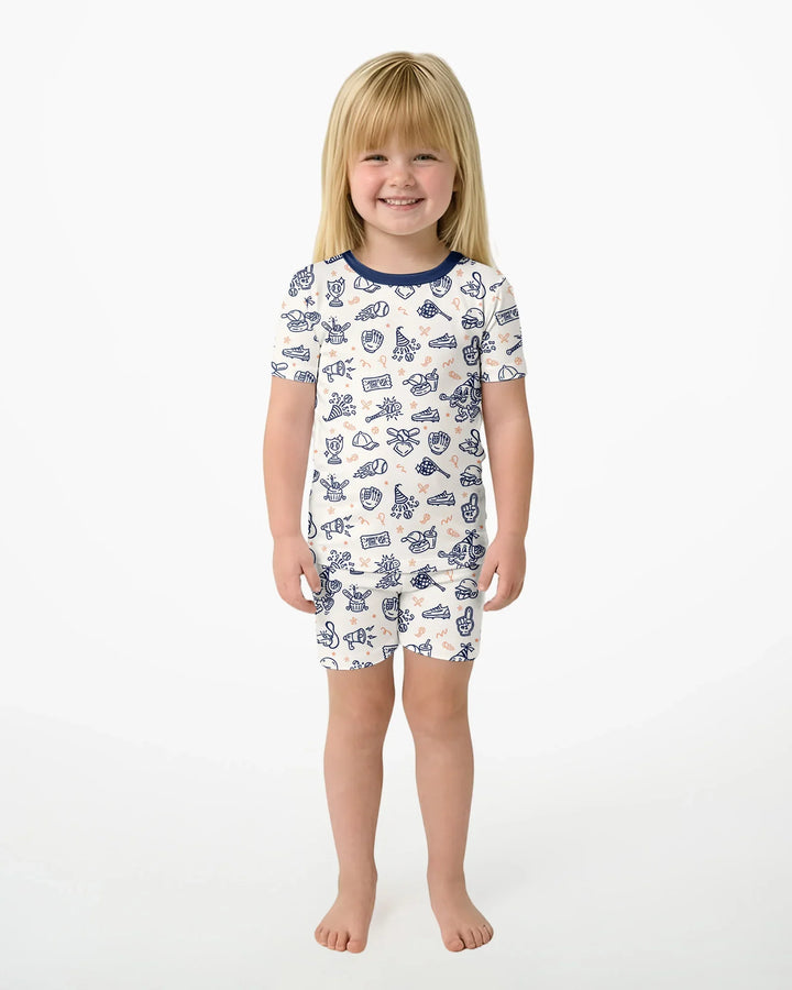 Ballpark Bash Bamboo Two Piece Short Sleeve Shorts Pajama Set