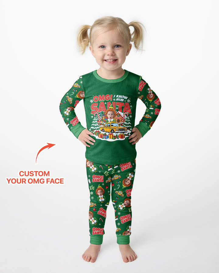 Custom Image OMG Santa Bamboo Two Piece Long Sleeve Pajama Set