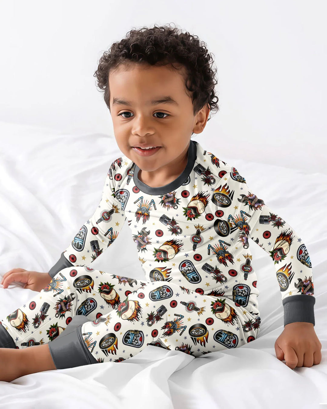 Born to Ride Together Family Matching Bamboo Two Piece Long Sleeve Pajama Set