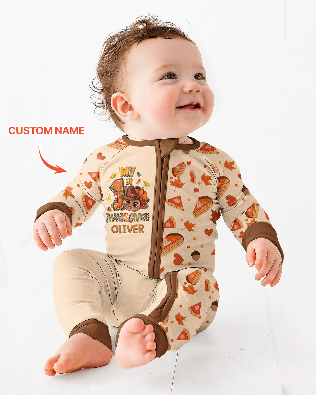 Custom Name My First Thanksgiving Bamboo Convertible Zippy